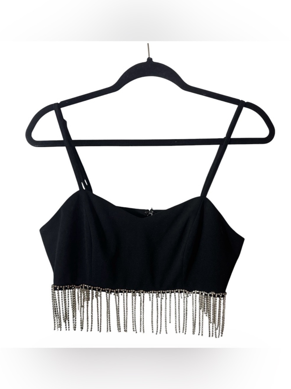 Black Fringe Diamonds Crop Cami Top The Vintage Shop Brand Size Medium NWOT
